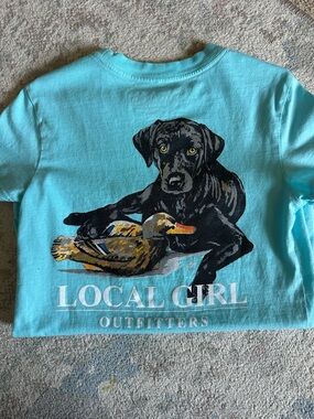 Local Girl Outfitters Kids' Short Sleeve Tee - Aqua with Black Lab Graphic